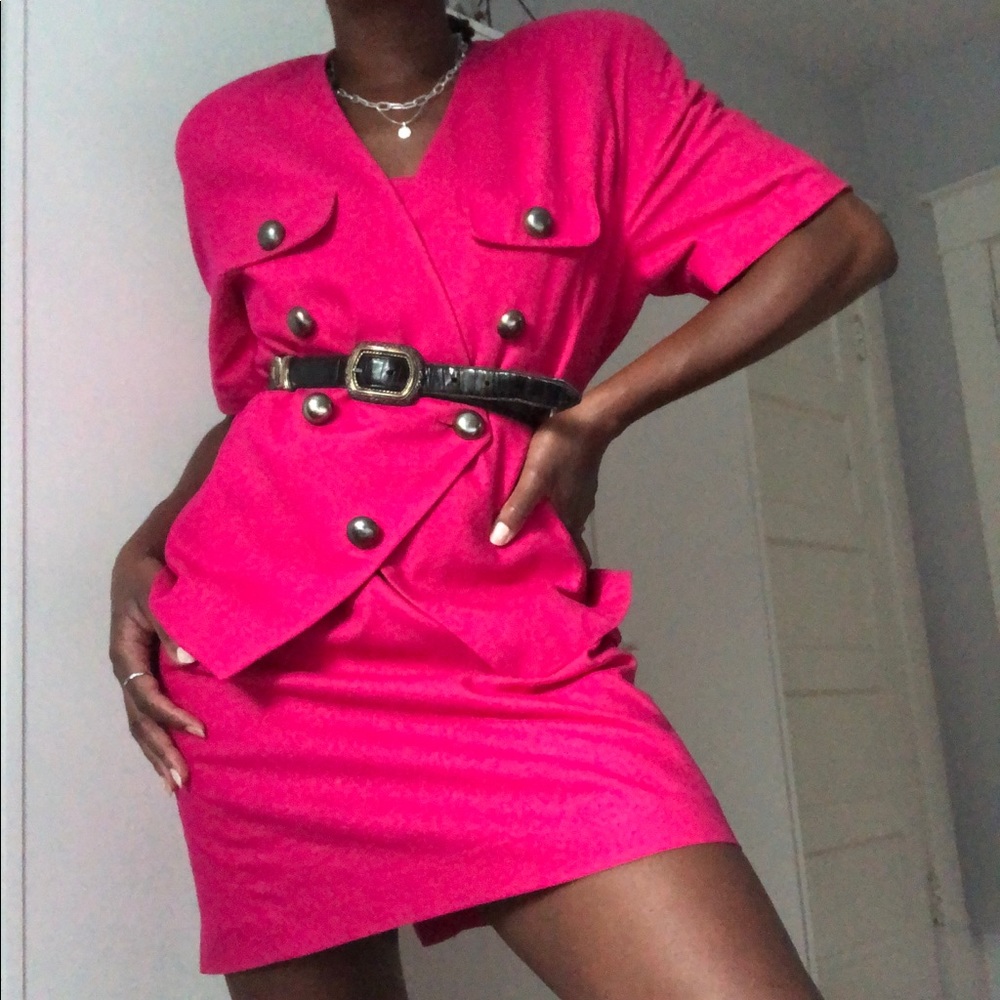 Vintage 100% Silk Matching Skirt Suit Set
